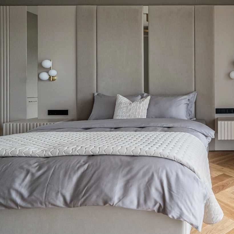 Saules Patalyne PREMIUM satino patalynės komplektas Sidabrinis ROYAL, 3 dalių, 200x220 cm