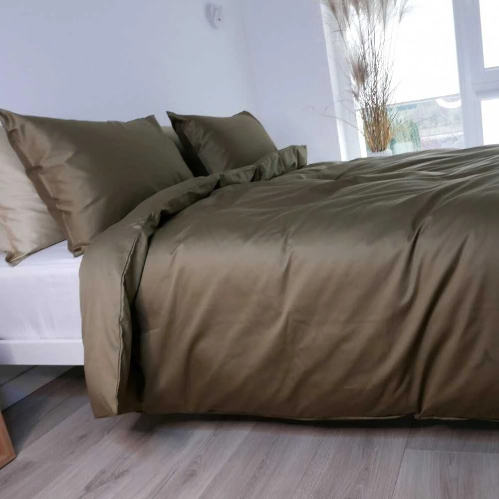 Saules Patalyne PREMIUM satino patalynės komplektas MOSS (žalia), 2 dalių, 140x200 cm
