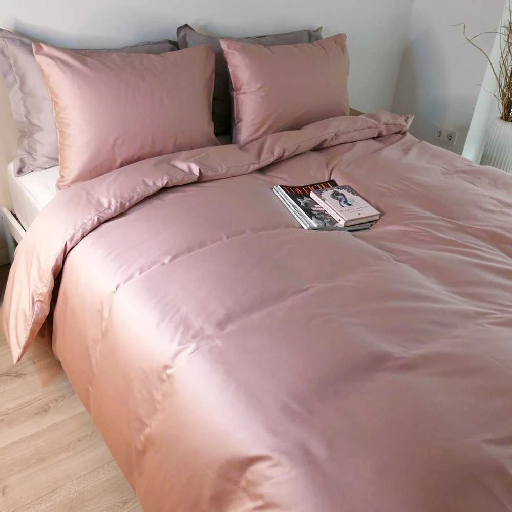 Saules Patalyne PREMIUM satino patalynės komplektas DUSTY Rožinis, 2 dalių, 140x200 cm
