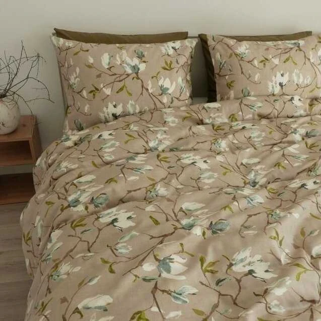 Saules Patalyne Satino patalynės komplektas MAGNOLIJOS ŽIEDAI, 200x220 cm