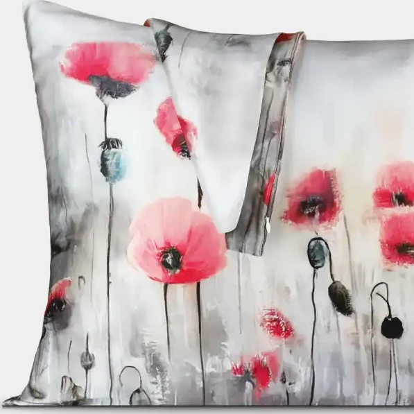 Patalynės komplektas Šilkinis pagalvės užvalkalas POPPY MORNING, 19 momų (M/M)