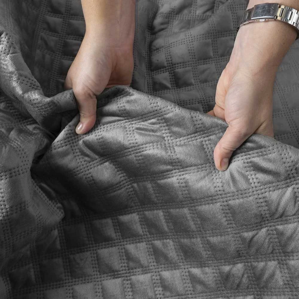 Velveto lovatiesė VELVI ANTHRACITE, 220x240 cm (tamsiai pilka)