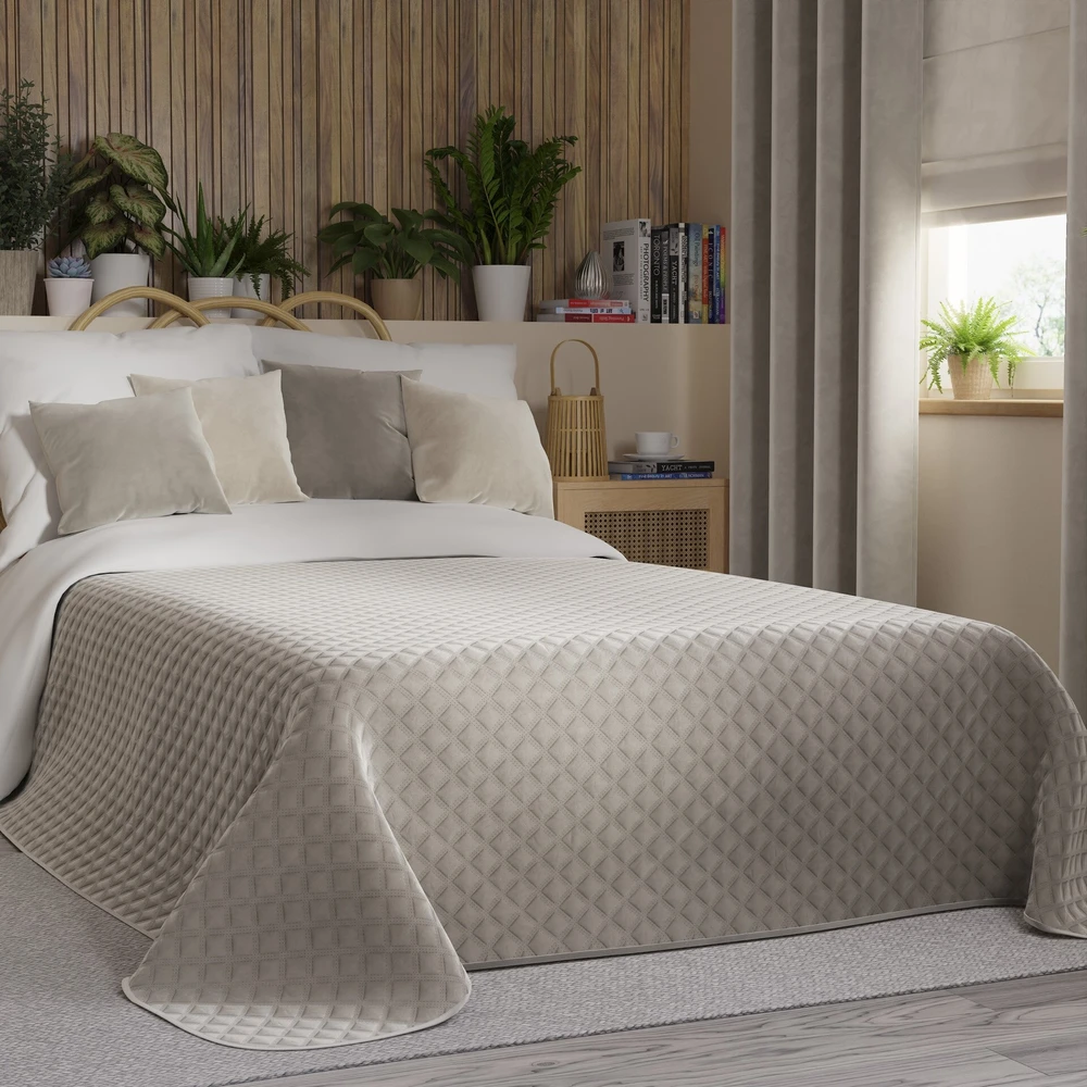 Lean Sport Velveto lovatiesė VELVI GRAY BEIGE, 220x240 cm