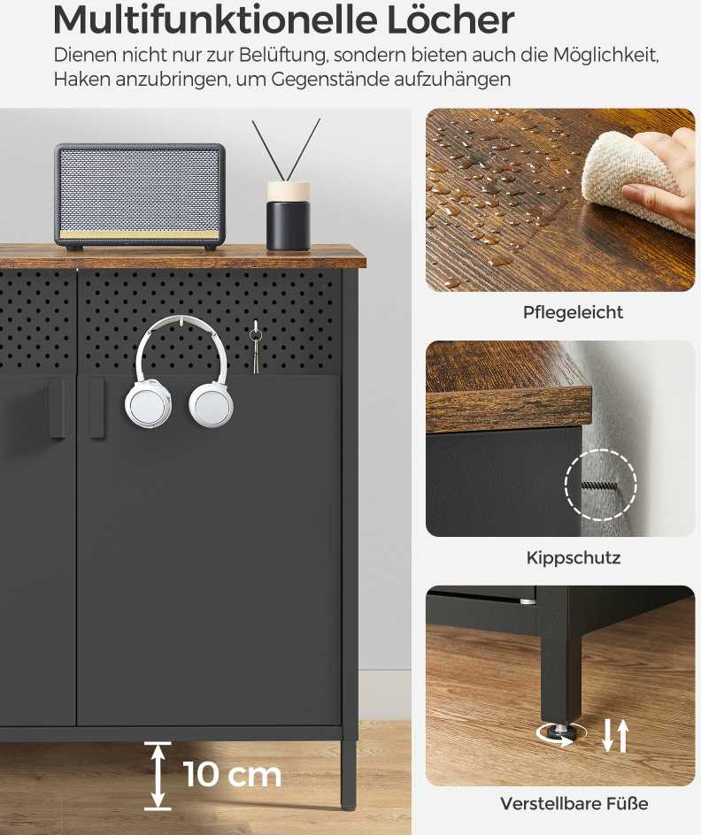 Braskehome Sandėliavimo spinta vintage ruda-juoda