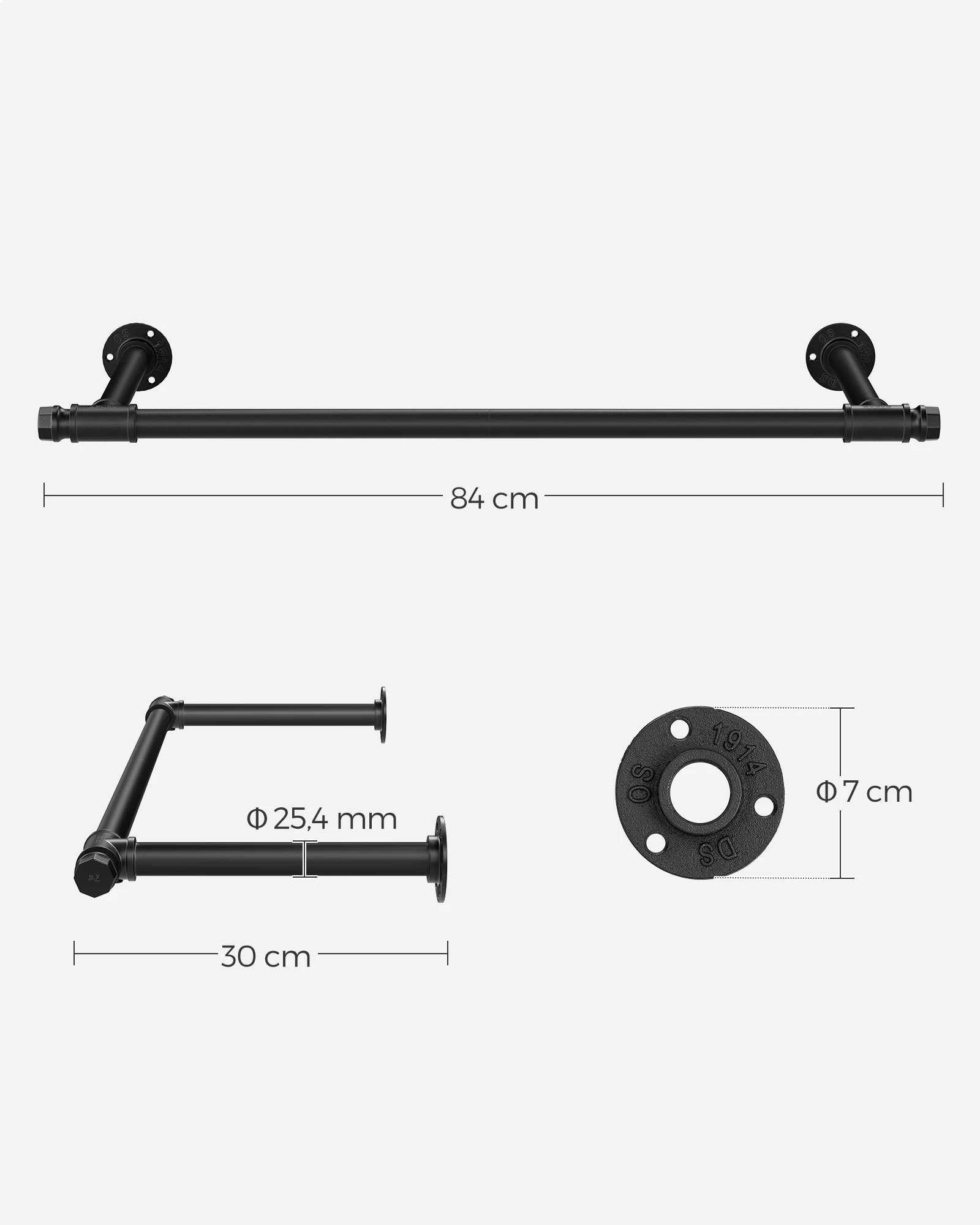 Braskehome 30 x 84 x 7 cm sieninis drabužių turėklas, kurio keliamoji galia - 60 kg aprašymas - Prekės nuotrauka