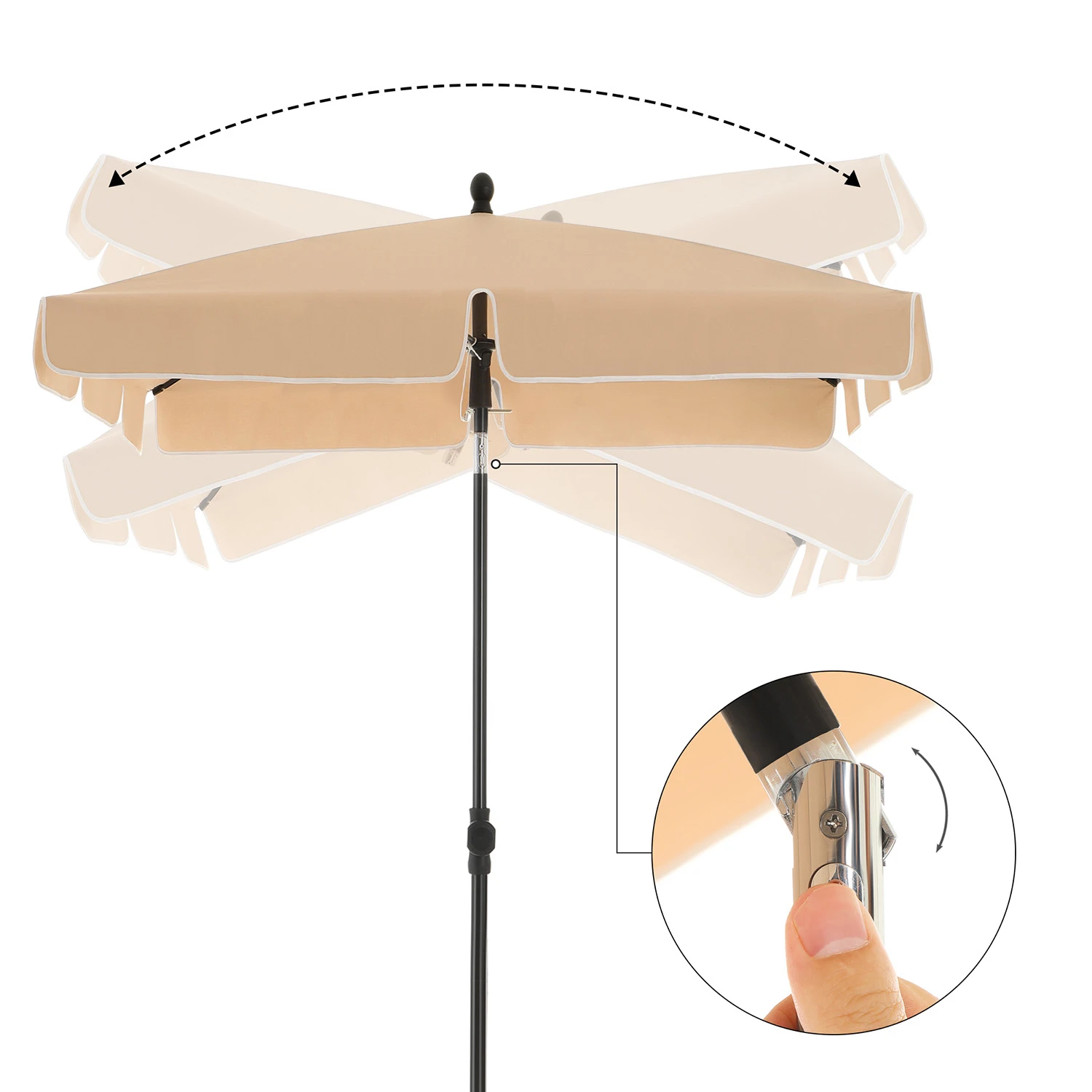 Braskehome Skėtis 200 x 125 cm Taupe aprašymas - Prekės nuotrauka