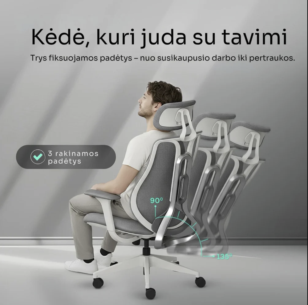 Ergonix OmniSit ProJuoda Ergonominė Biuro kėdė  150 kg. | 5 metų garantija