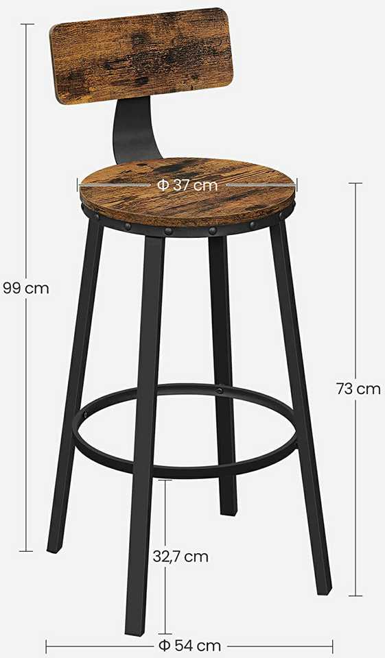 Shopme Industrinio dizaino baro taburetės. 2 vnt.