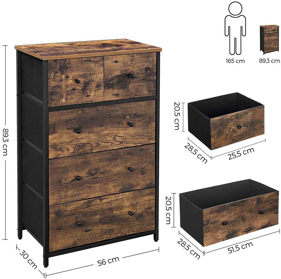 Shopme Komoda su medžiaginiais stalčiais