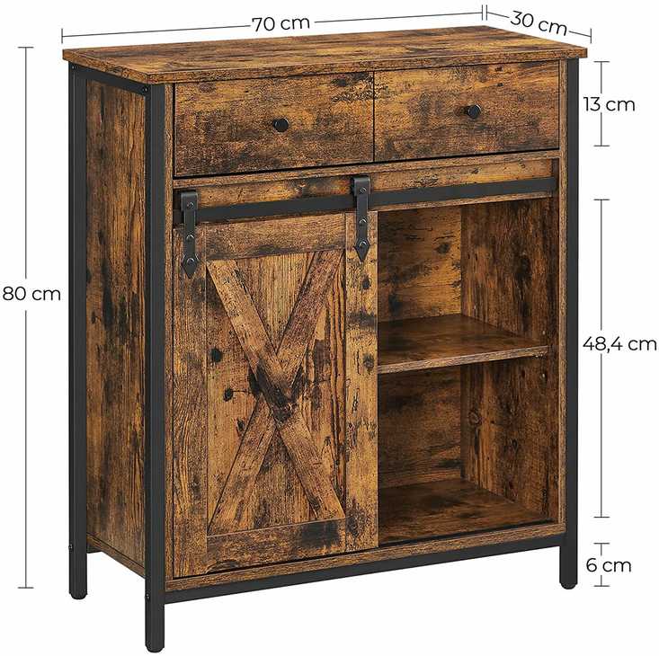 Shopme Šoninė spintelė su stalčiumi Industrinis stilius