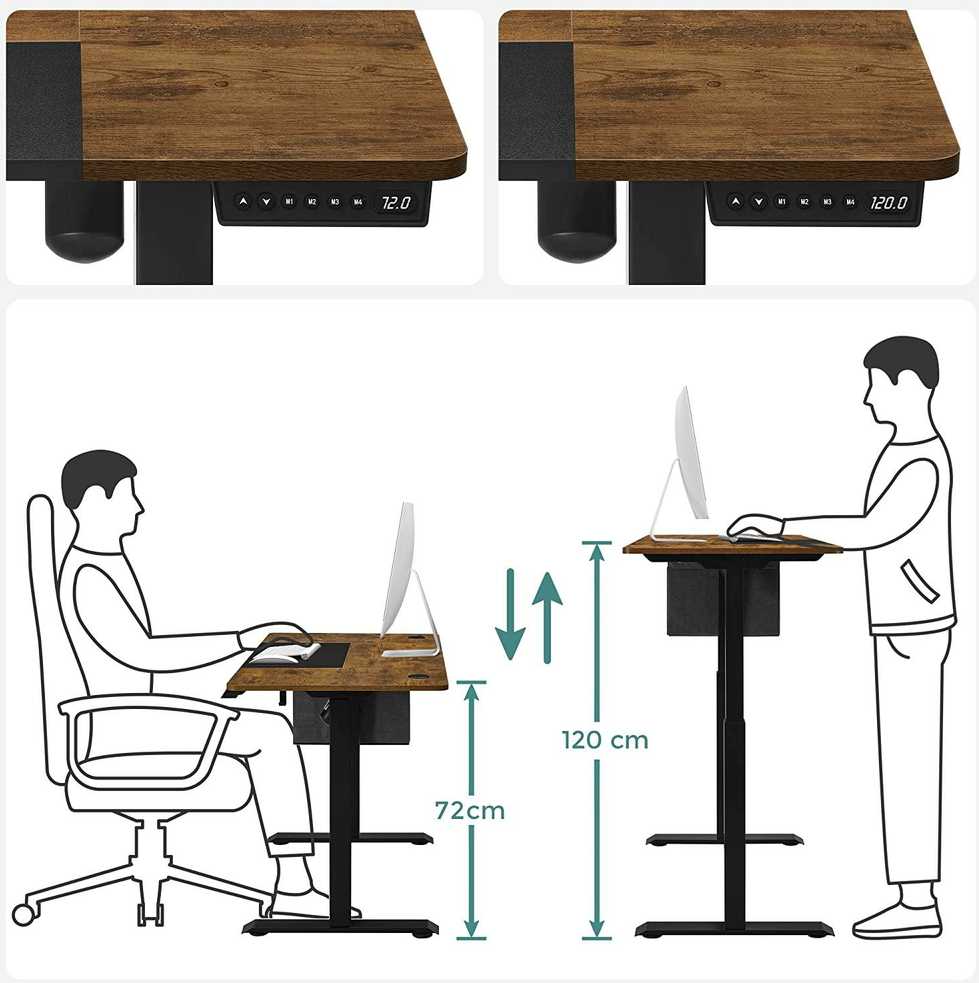 Biurovizija Shopme Ergonominis reguliuojamo aukščio stovimas rašomasis stalas "Vintage" 120x60