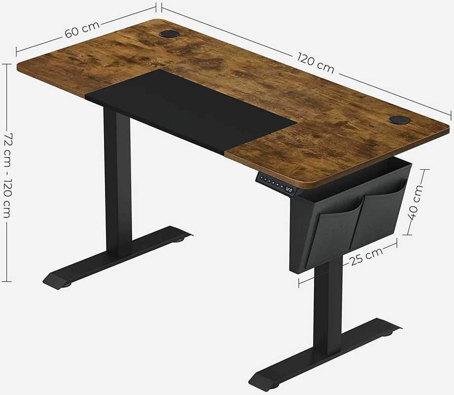 Biurovizija Shopme Ergonominis reguliuojamo aukščio stovimas rašomasis stalas "Vintage" 120x60
