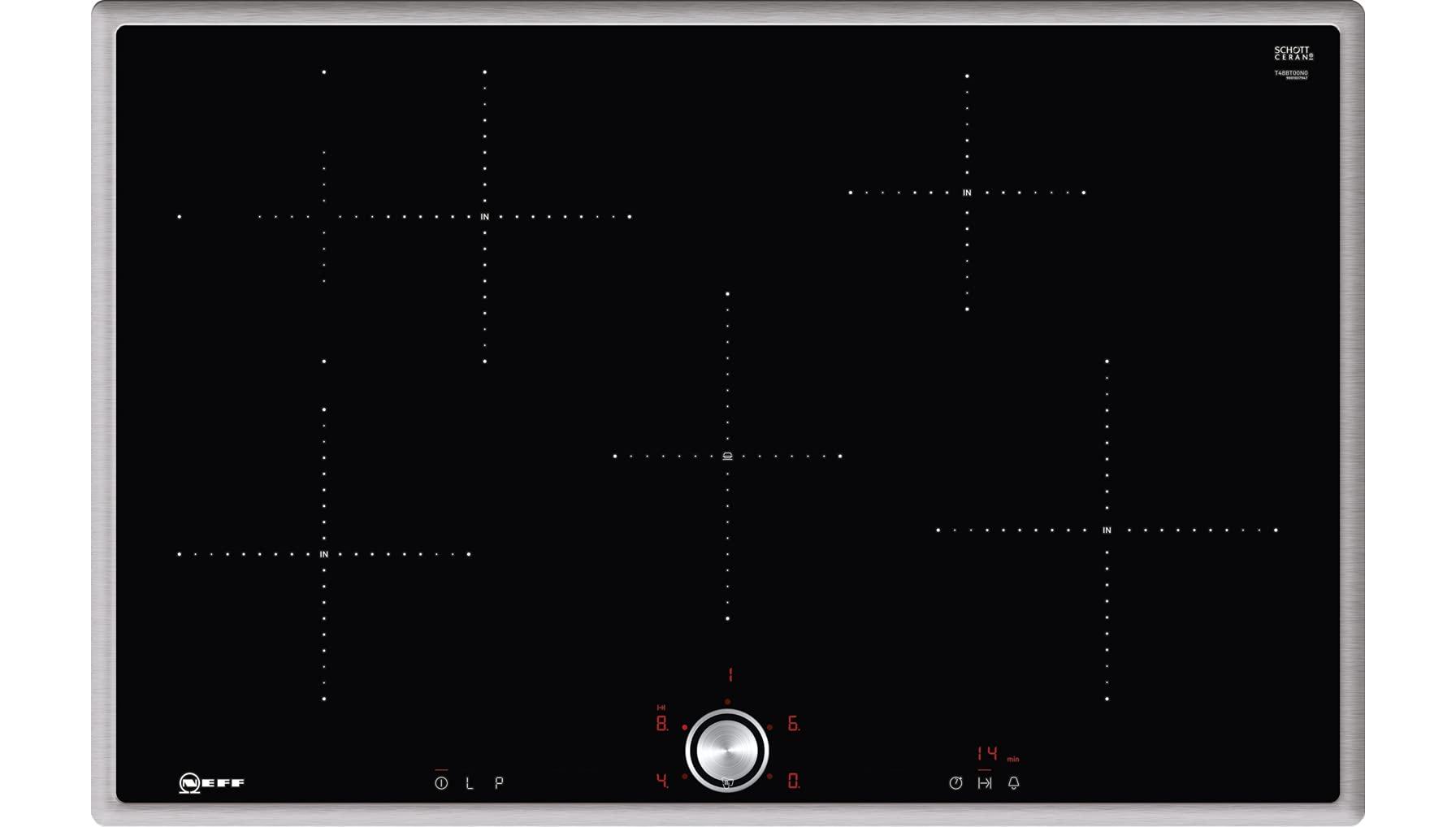 Neff T48BT00N0 hob Juodas, Nerūdijantis plienas Builtin Zone induction