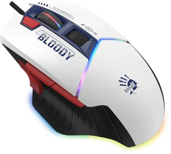 Pelė Myszka žaidimams A4Tech Bloody W95Max Sports Navy su laidu 12000 dpi optinė balta