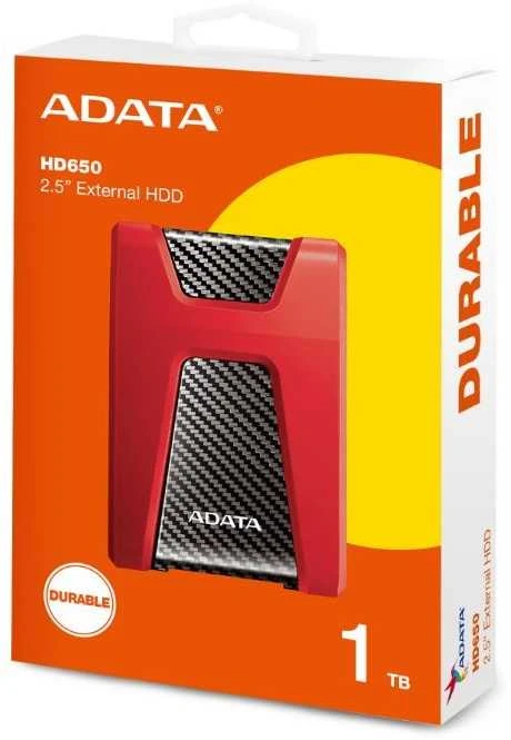 Kietasis išorinis diskas Adata HD650 1TB 2.5" USB3 Raudonas