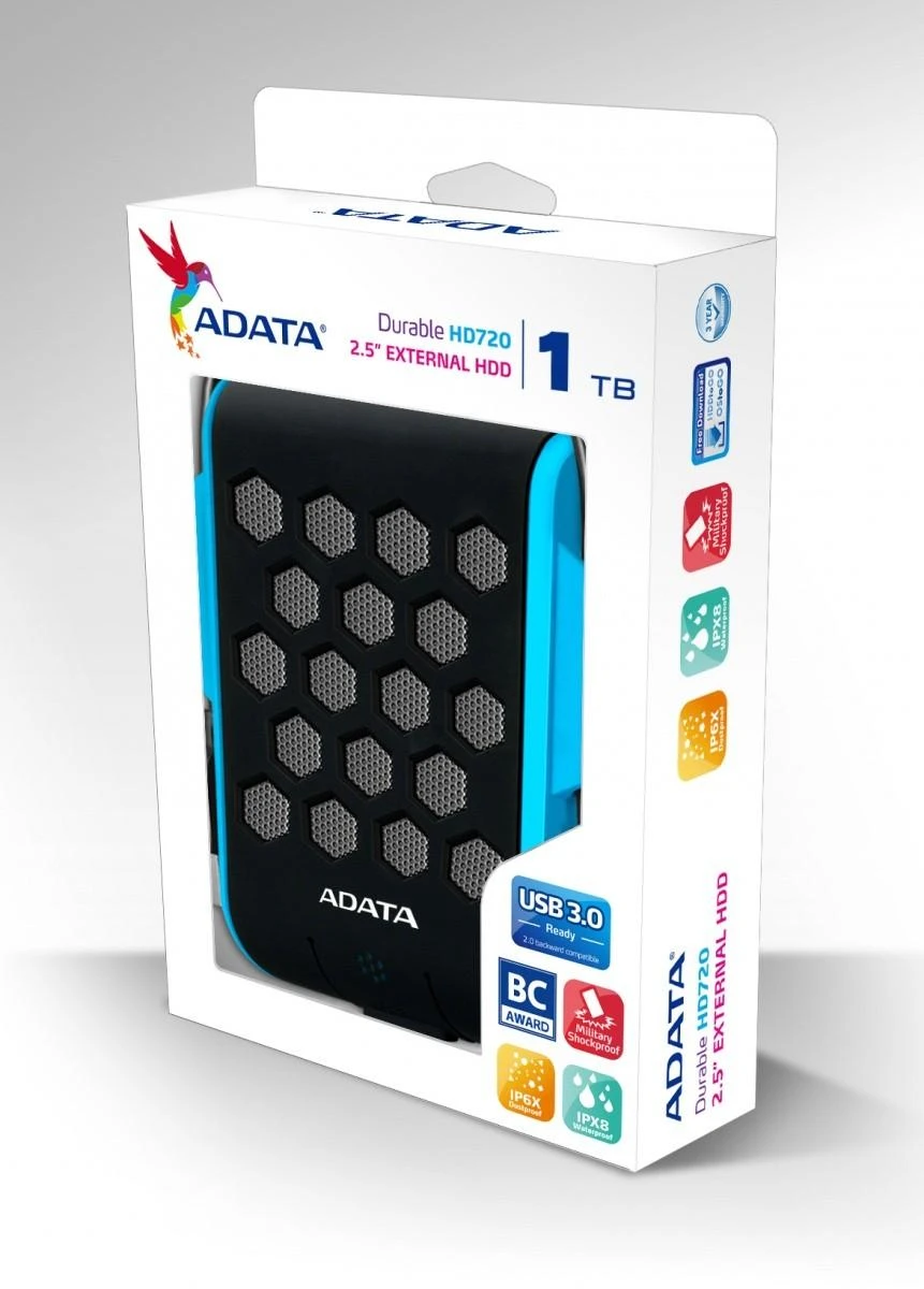Išorinis kietasis diskas Adata HD720 1TB USB3 Mėlynas, IP68
