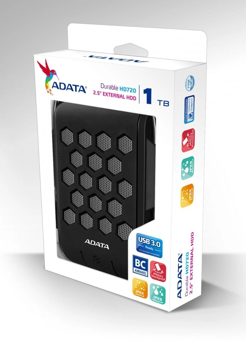 Išorinis kietasis diskas Adata HD720 1TB USB3 Juodas, IP68