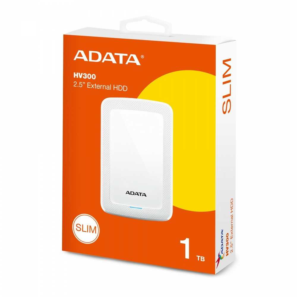 Išorinis kietasis diskas Adata HV300 1TB, 2.5", USB 3.1, Baltas
