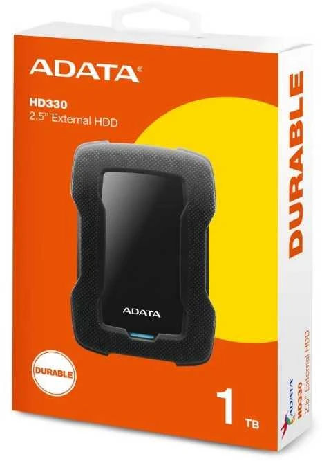 Kietasis diskas ADATA HD330 | 1000 GB | 2,5 colio | USB 3.1 | Juodas | Itin plonas ir didelės talpos patvarus HDD, trys unikalios spalvos su stilingu korpusu, išskirtinė apsauga nuo smūgio jutiklio, 256 bitų AES šifravimas, (atgal suderinama su USB 2.0)