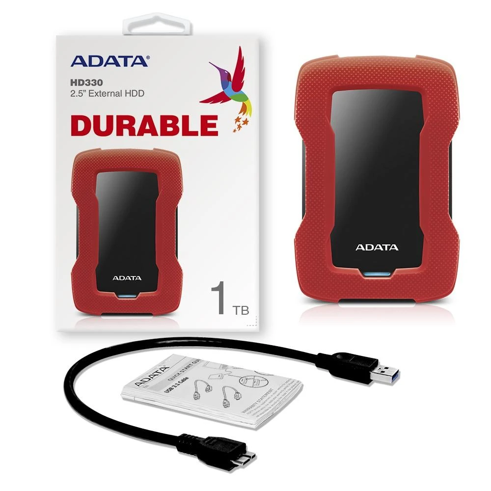 ADATA HD330 1000 GB, 2.5", USB 3.1, Raudona