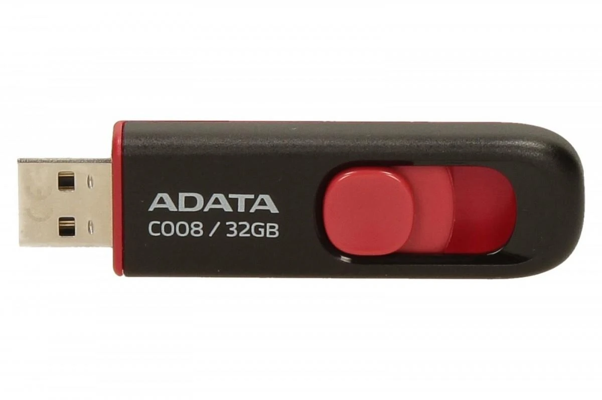 Ištraukiamas atmintukas Adata C008 32GB Juodas/raudonas