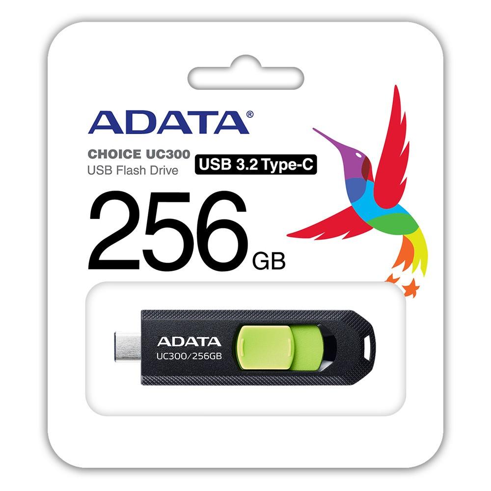 ADATA | FlashDrive | UC300 | 256 GB | USB 3.2 Gen 1 | Juodas/Žalias