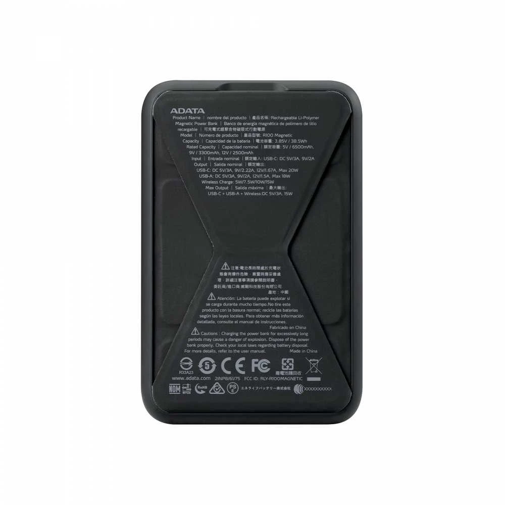ADATA R100 MAGNETIC Power Bank 10000mAh Juodas