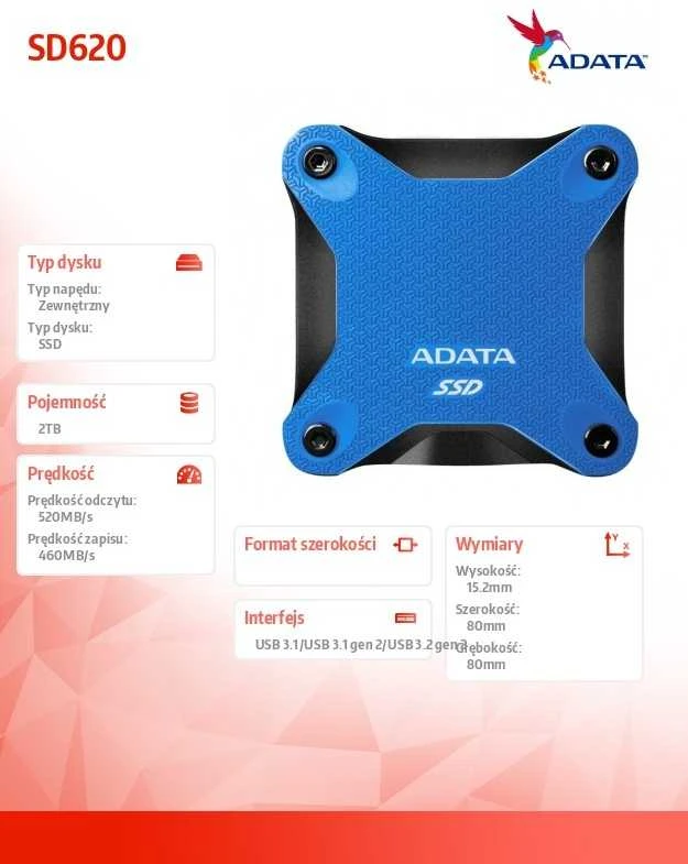 Išorinis kietasis diskas - Adata 2TB Mėlynas