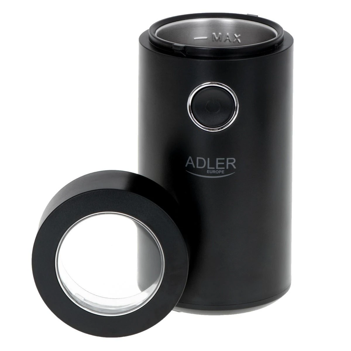 Kavamalė Adler | Kavos malūnėlis | AD4446bs | 150 W | Kavos pupelių talpa 75 g | Dangčio apsauginis jungiklis | Juodas