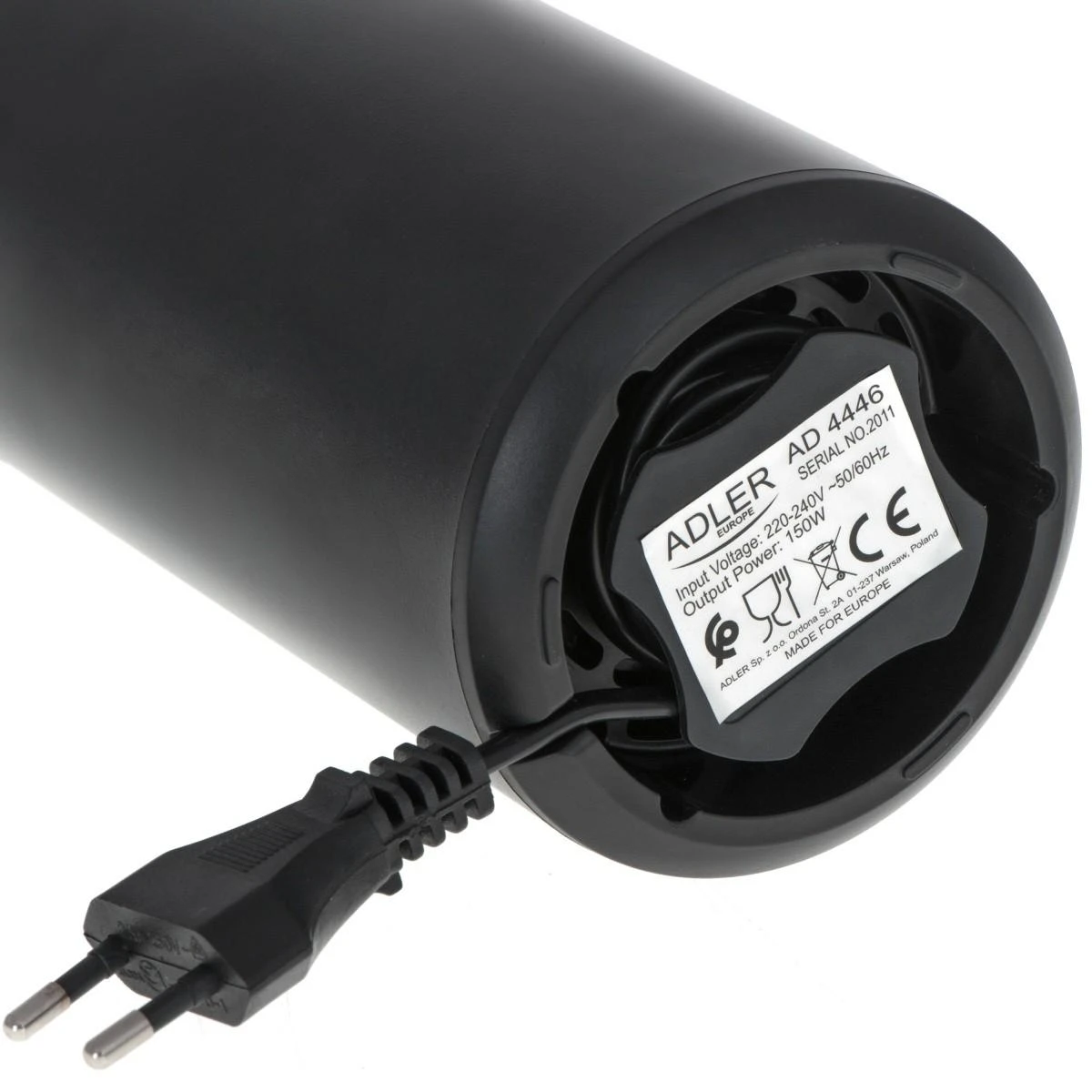 Kavamalė Adler | Kavos malūnėlis | AD4446bs | 150 W | Kavos pupelių talpa 75 g | Dangčio apsauginis jungiklis | Juodas