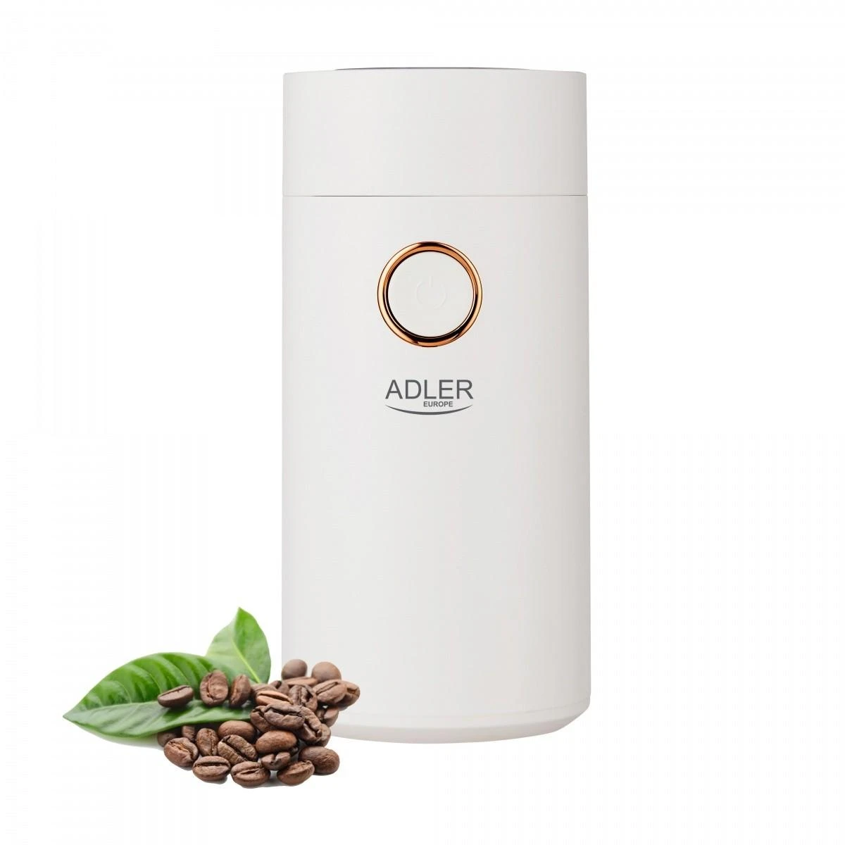 Kavamalė Adler | Kavos malūnėlis | AD4446wg | 150 W | Kavos pupelių talpa 75 g | Dangčio apsauginis jungiklis | Baltas