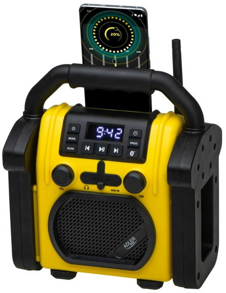 Adler | Construction radio with Bluetooth | AD 1911 | AUX in | Juodas/Geltona
