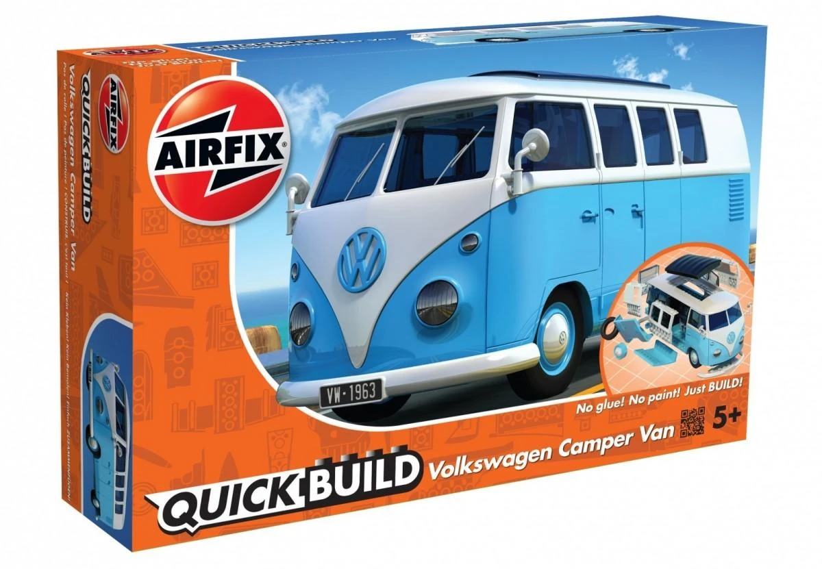 Airfix QUICKBUILD VW Camper Van mėlynas konstruktorius, 52 detalės