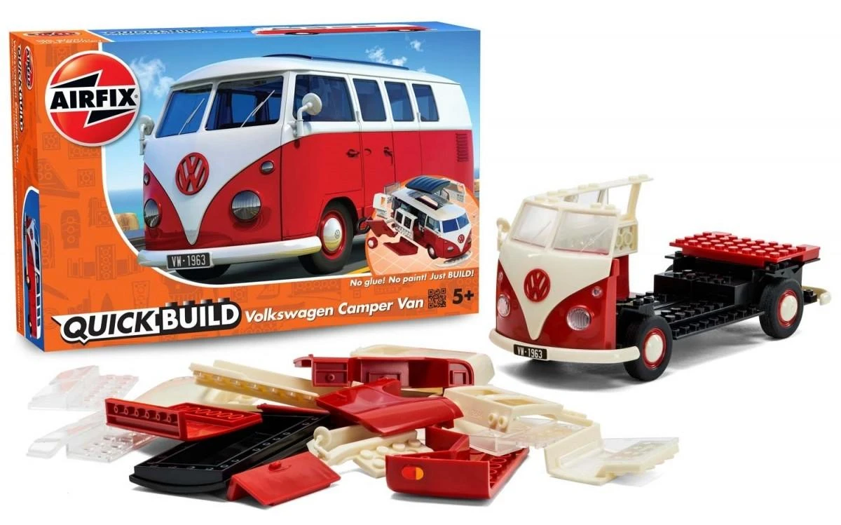 Airfix Model plastikowy QUICKBUILD VW Camper Van raudona
