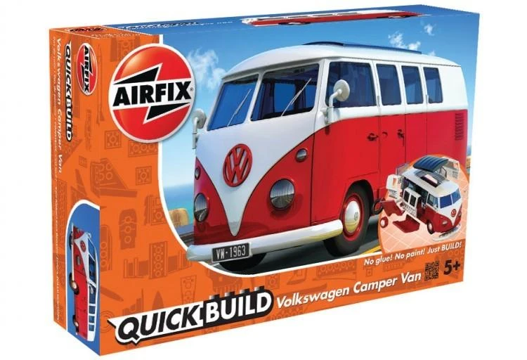Airfix Model plastikowy QUICKBUILD VW Camper Van raudona