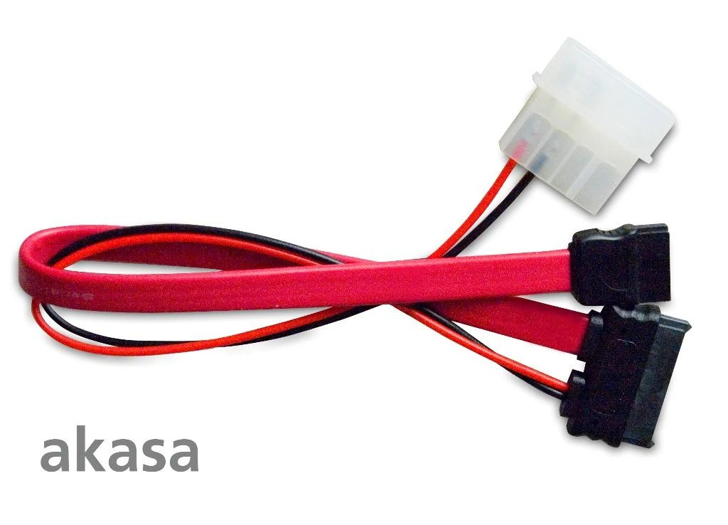 Akasa SATA 2 kombinuotas kabelis (duomenų ir maitinimo), 20 cm, raudonas