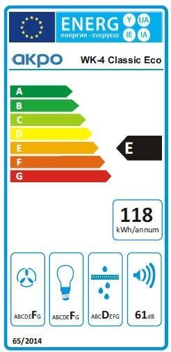 Gartraukio kaminas AKPO WK-4 CLASSIC ECO 60 INOX (449 m3/h, 600mm, inox spalva)