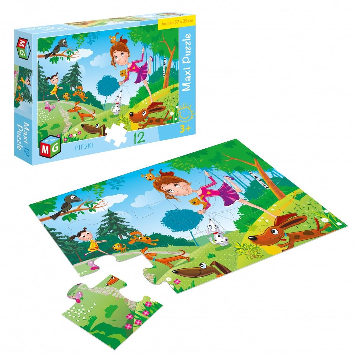 Maxi Puzzle Dėlionė 12 vnt. - Šuniukai aprašymas - Prekės nuotrauka