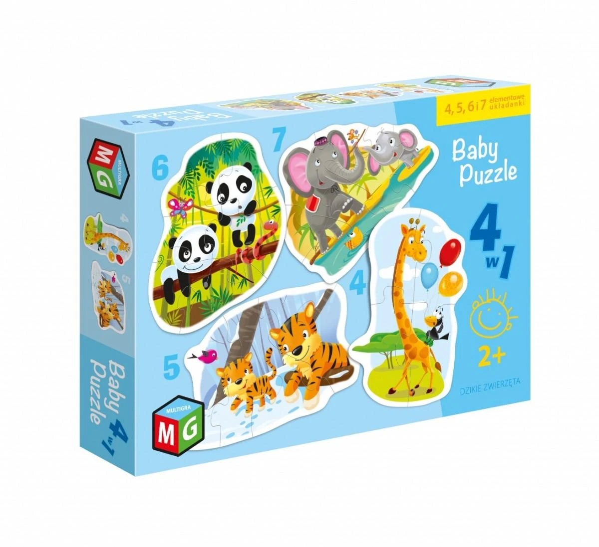 Dėlionė Alexander Multigra Baby Puzzle 4in1 Laukiniai gyvūnai