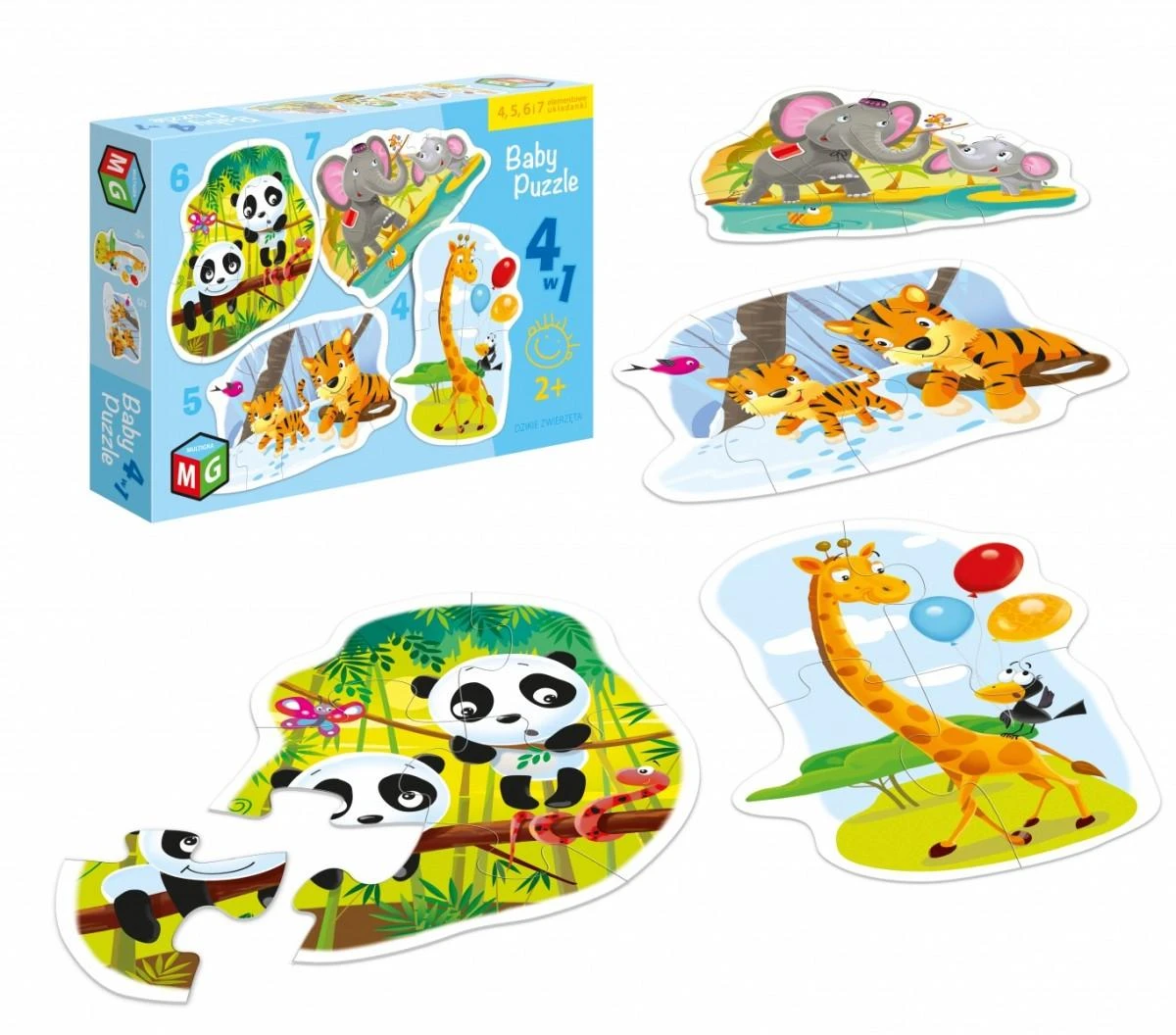 Dėlionė Alexander Multigra Baby Puzzle 4in1 Laukiniai gyvūnai