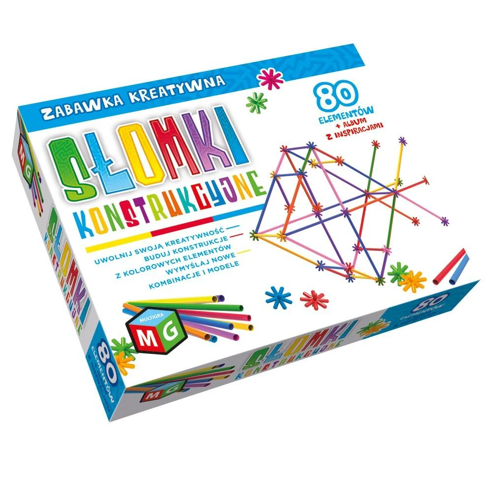 Multigra Statybiniai šiaudeliai 80 elementų