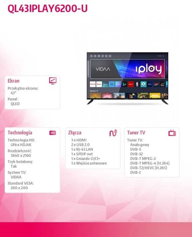 Televizorius Allview QL43iPlay6200-U | 43 | Smart TV | LIFE OS | 4K UHD