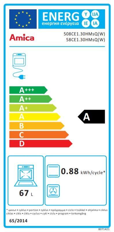 Viryklė Virtuvė Amica 58CE1.30HMsQ(W) (elektrinė, 500 mm)