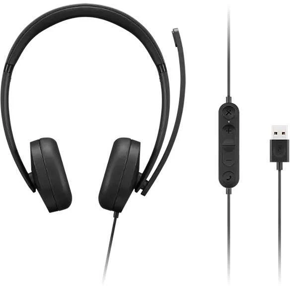 Lenovo Ausinės | USB-A Stereo Gen 2 | Su mikrofonu | su laidu | Juodas