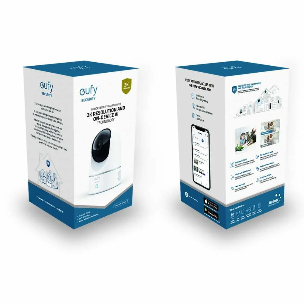 Anker Eufy Indoor Cam 2K Pan &amp; Tilt Baltas IP kamera