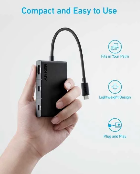 Anker 332 Wired USB 3.2 Gen 1 (3.1 Gen 1) Type-C Juodas