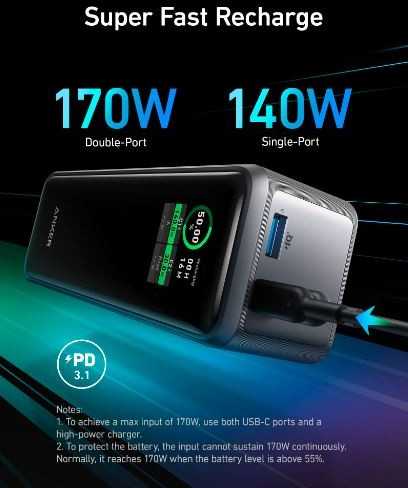 "Anker" maitinimo blokas Anker 737 Prime 250W PD 27650 mAh