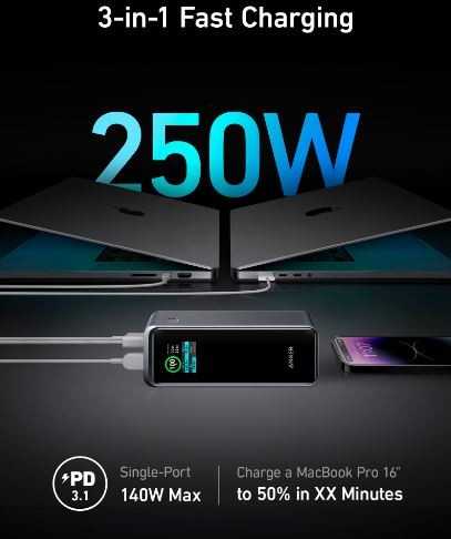 "Anker" maitinimo blokas Anker 737 Prime 250W PD 27650 mAh