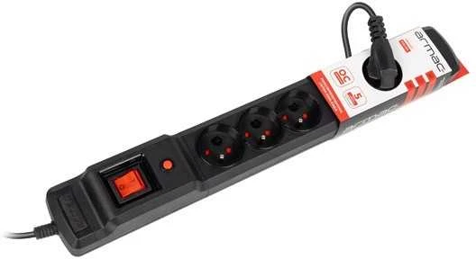ARMAC Surge protection MULTI M6 10m 6x French outlets juodas