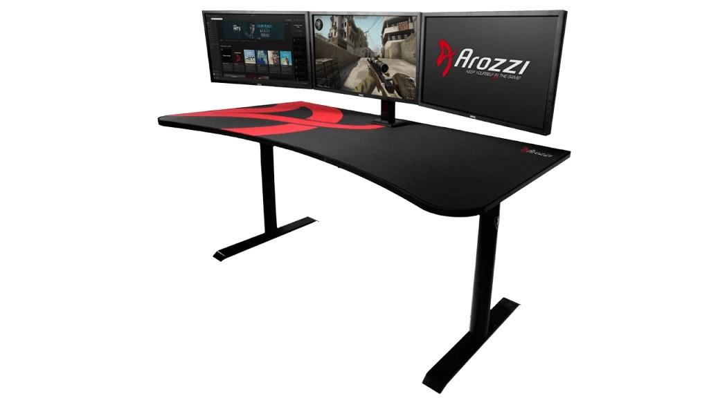 Žaidimų stalas Arozzi Arena Gaming Desk, Reguliuojamo aukščio 710-810mm, Raudonas